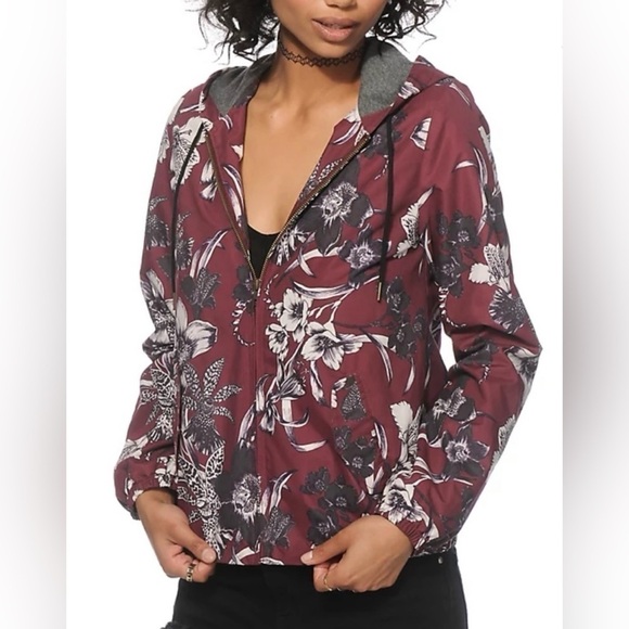 Obey Jackets & Blazers - Obey No. 89 Propaganda Women's Extra Small Lightweight Jacket Hood Flower Print